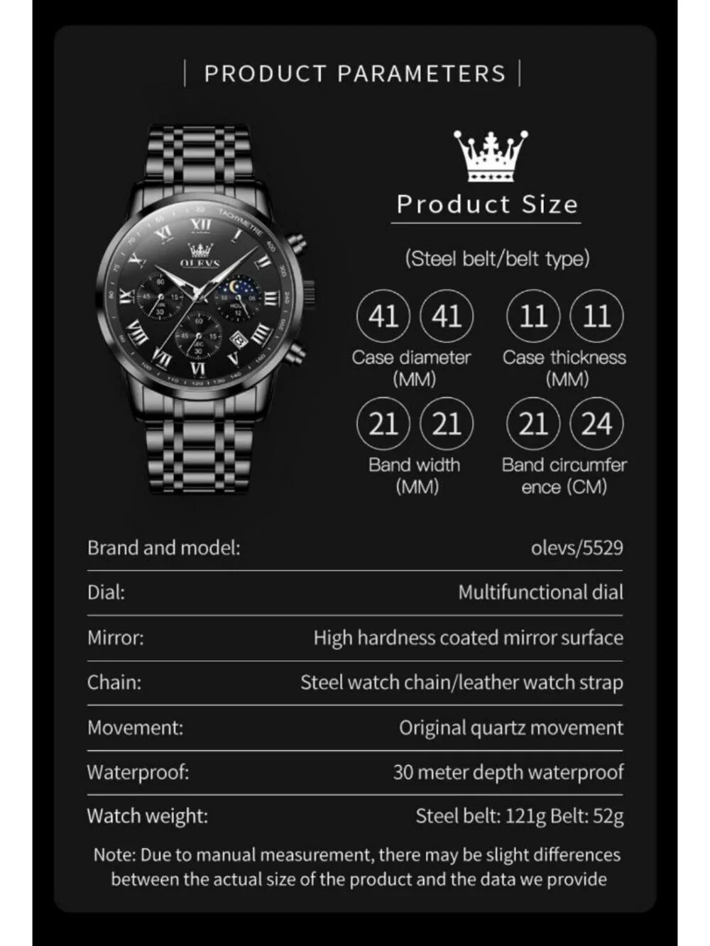Stylish Big Face Stainless Steel Analog Watch for Men | Luxury Multifunctional
